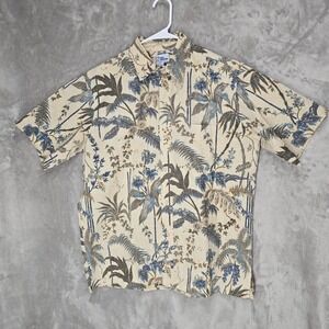 Reyn Spooner Hawaiian Shirt Mens Large Tropical Palm Bamboo Print Button Down